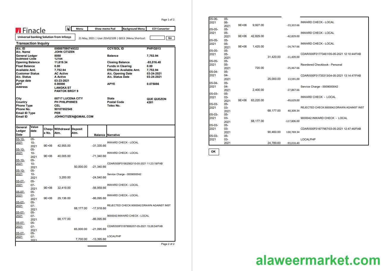 India Finacle bank 2p excel